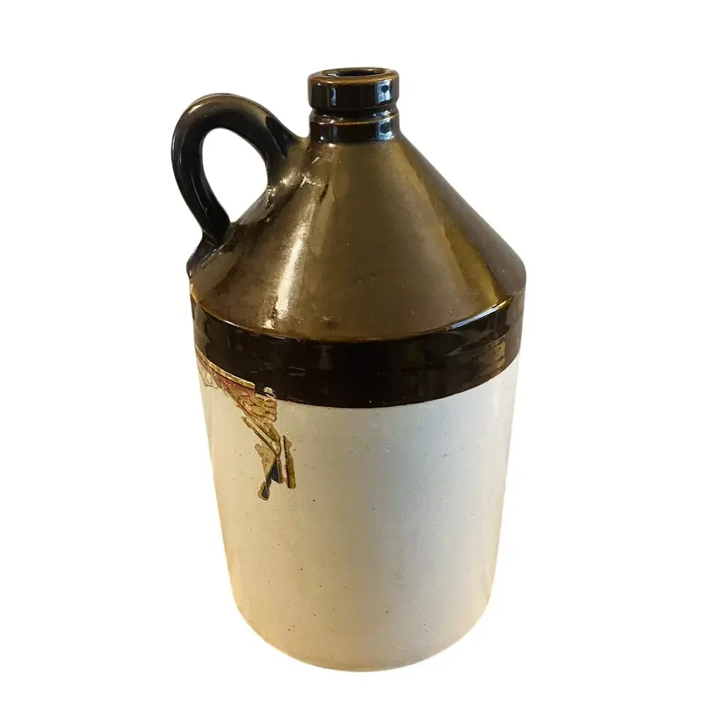 Antique Primitive Stoneware Crock Jug Brown Glaze 12